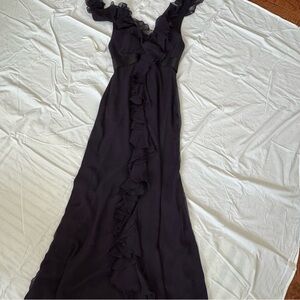 Marchesa Notte Chiffon Long Formal Dress in Plum